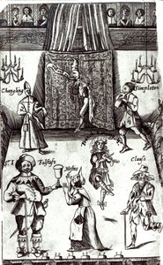 Komische acteurs in uitvoering, 1662 door English School